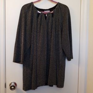 Catherines 2X 3/4 sleeve black and silver top
